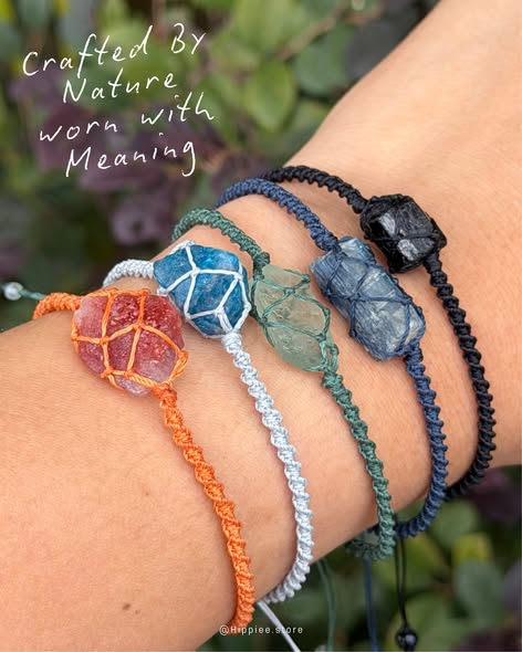 A stack of five colourful stone bracelets