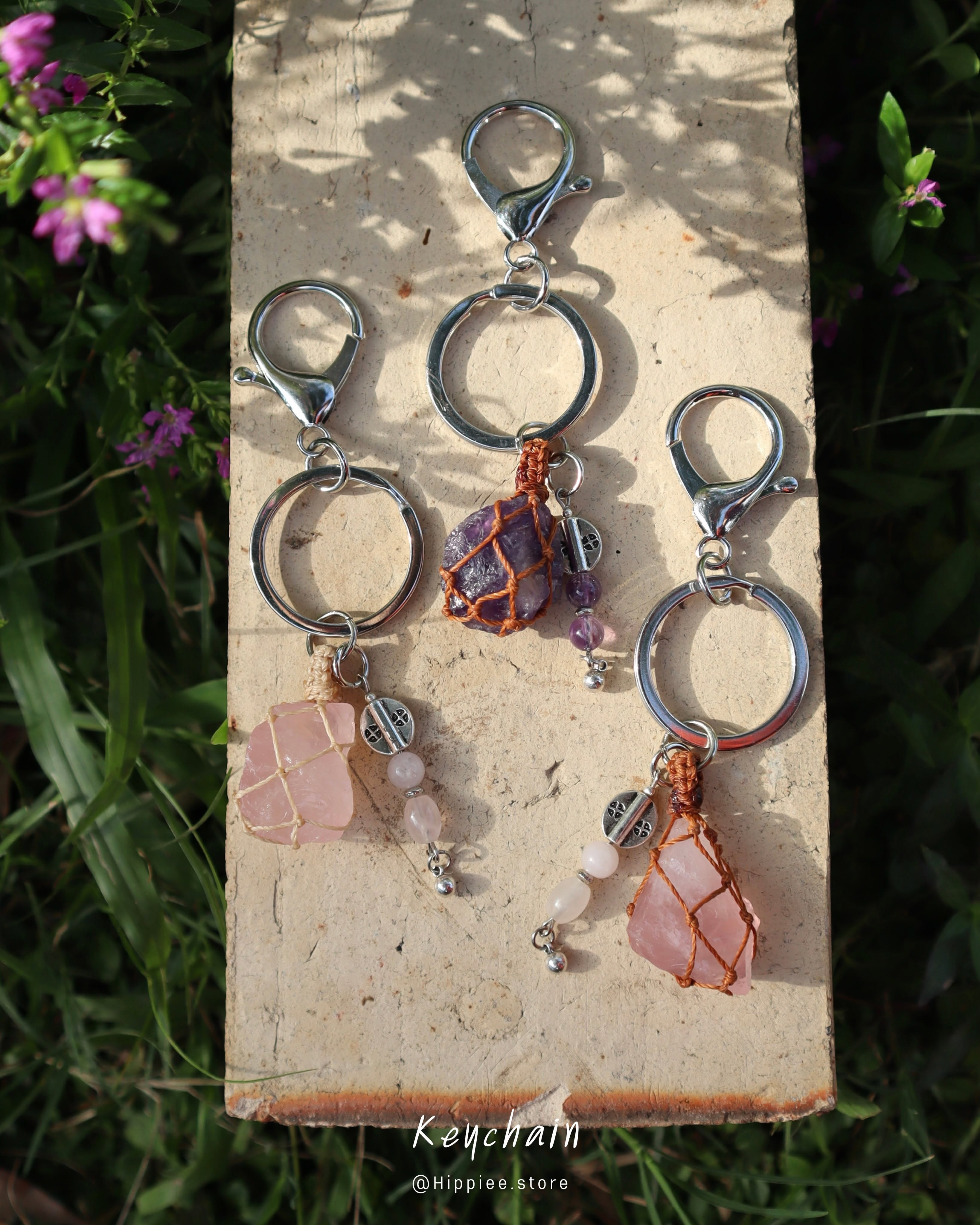 Natural stone keychains