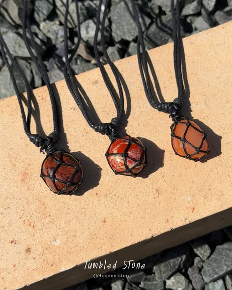 Red jasper net necklace